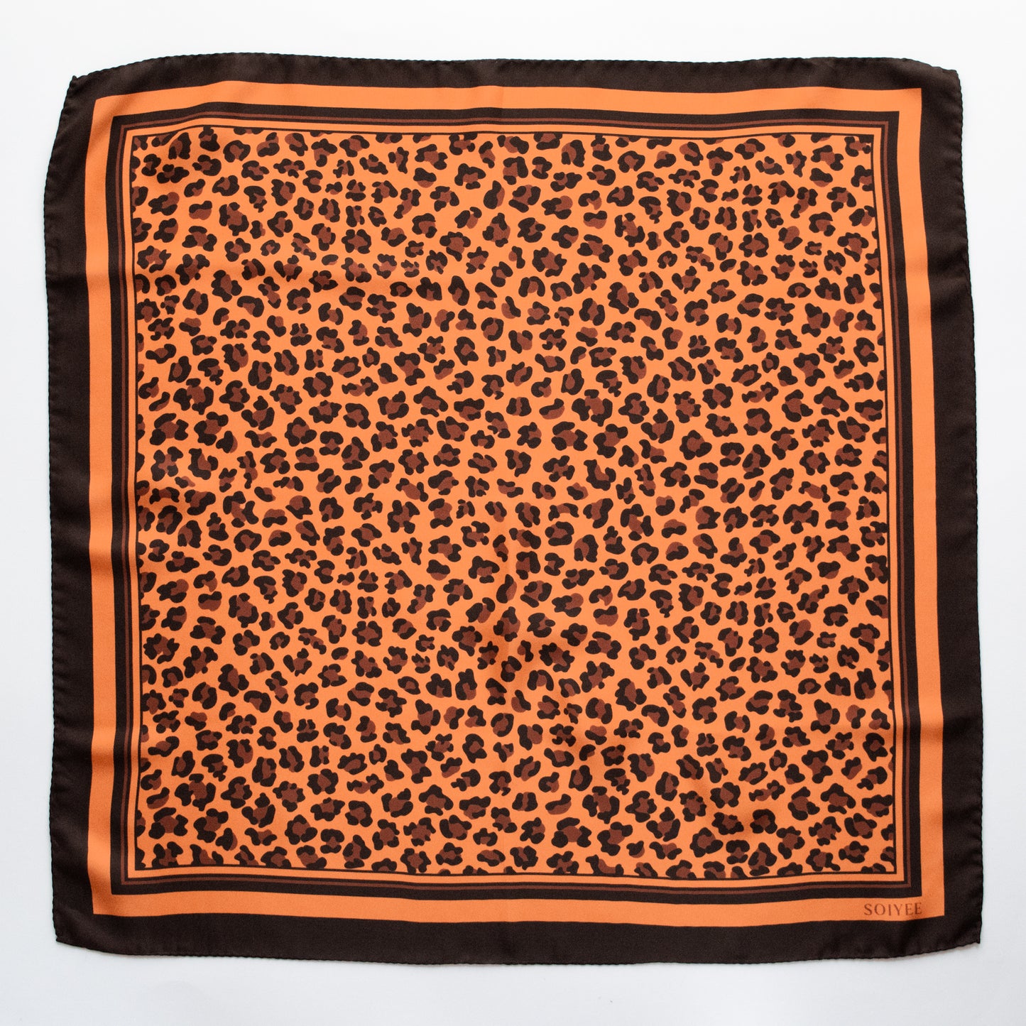 Seidentuch mit Leopardenprint in den Farben Braun und Kupfer, 60cm, 100% Seide