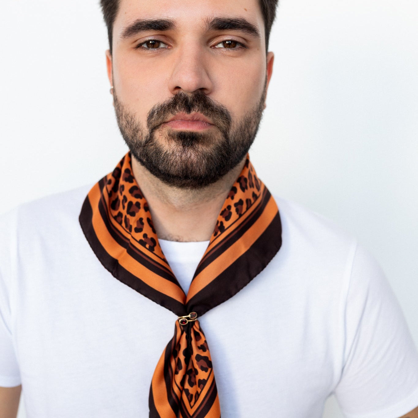 Seidentuch mit Leopardenprint in den Farben Braun und Kupfer, 60cm, 100% Seide