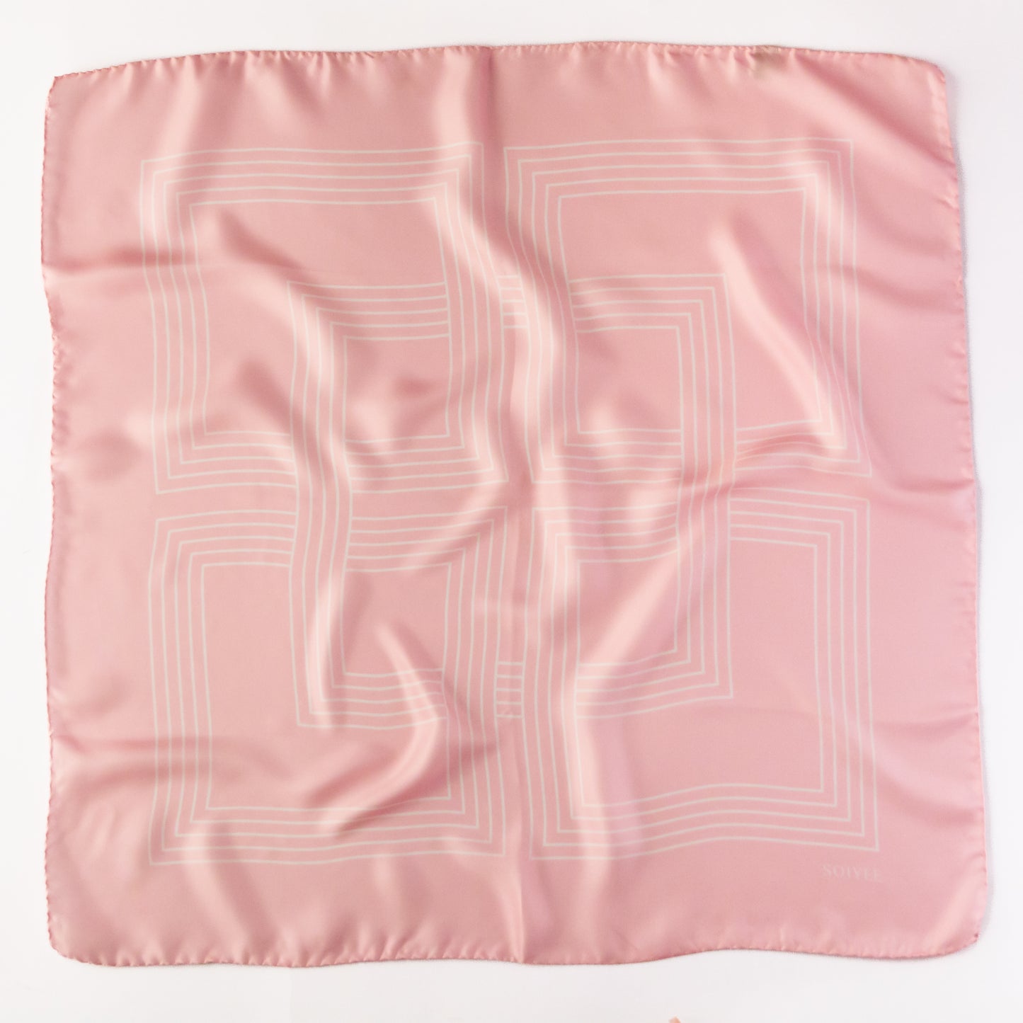 Klassisches Seidentuch in Rosa mit weißen Quadraten, 60cm, aus 100% Seide