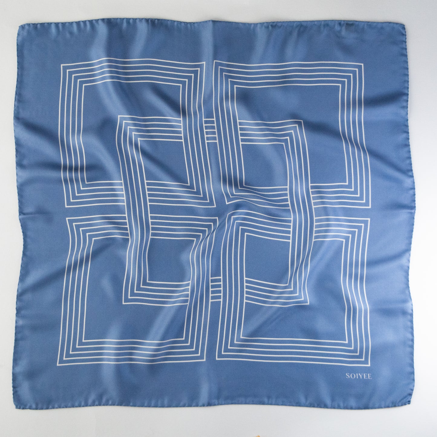 Klassisches Seidentuch mit weißen Quadraten, 60cm, 100% Seide