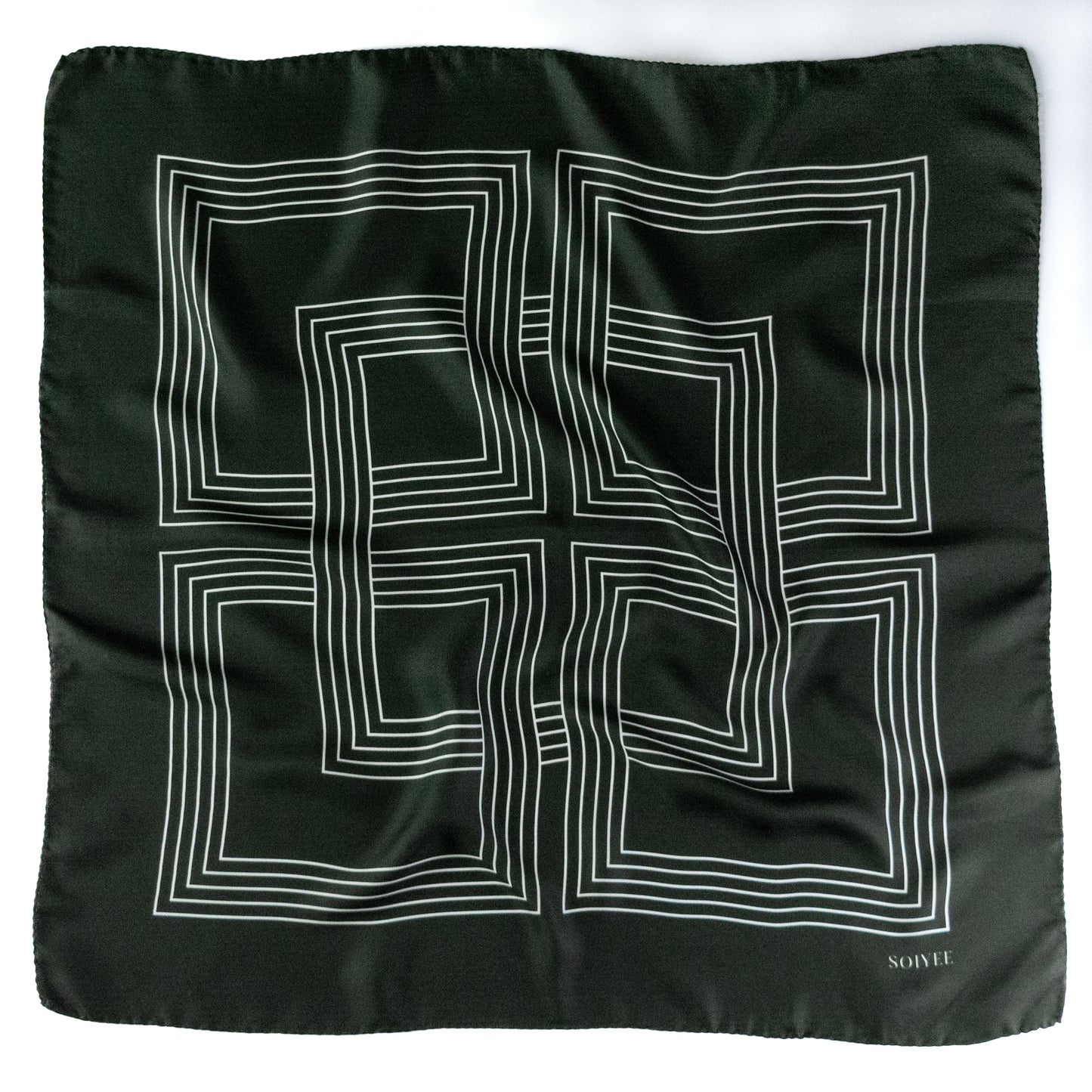 Klassisches Seidentuch mit weißen Quadraten, 60cm, aus 100% Seide