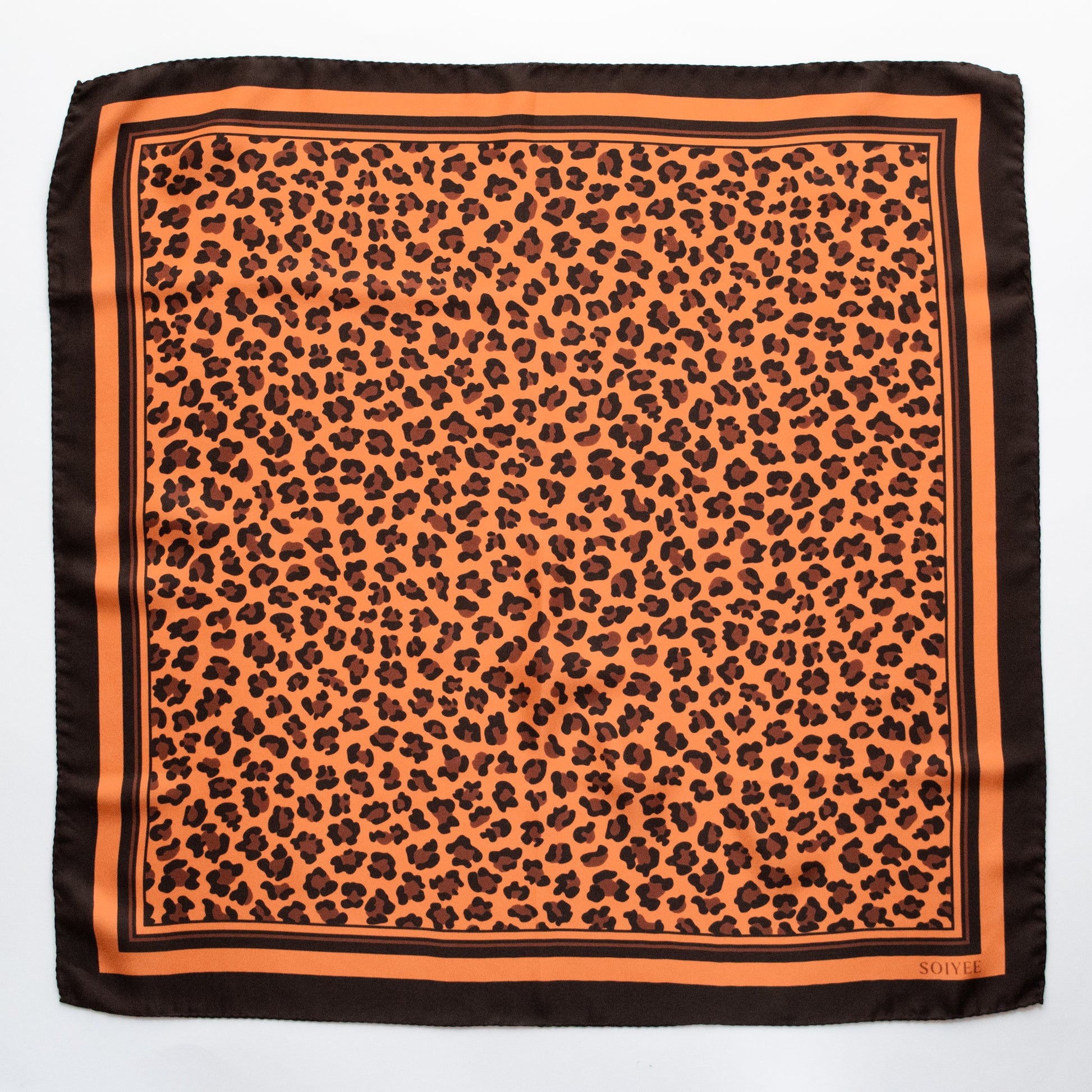 Seidentuch mit Leopardenprint in den Farben Braun und Kupfer, 60cm, 100% Seide 