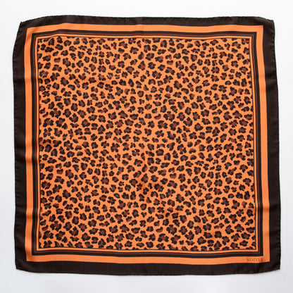 Seidentuch mit Leopardenprint in den Farben Braun und Kupfer, 60cm, 100% Seide 