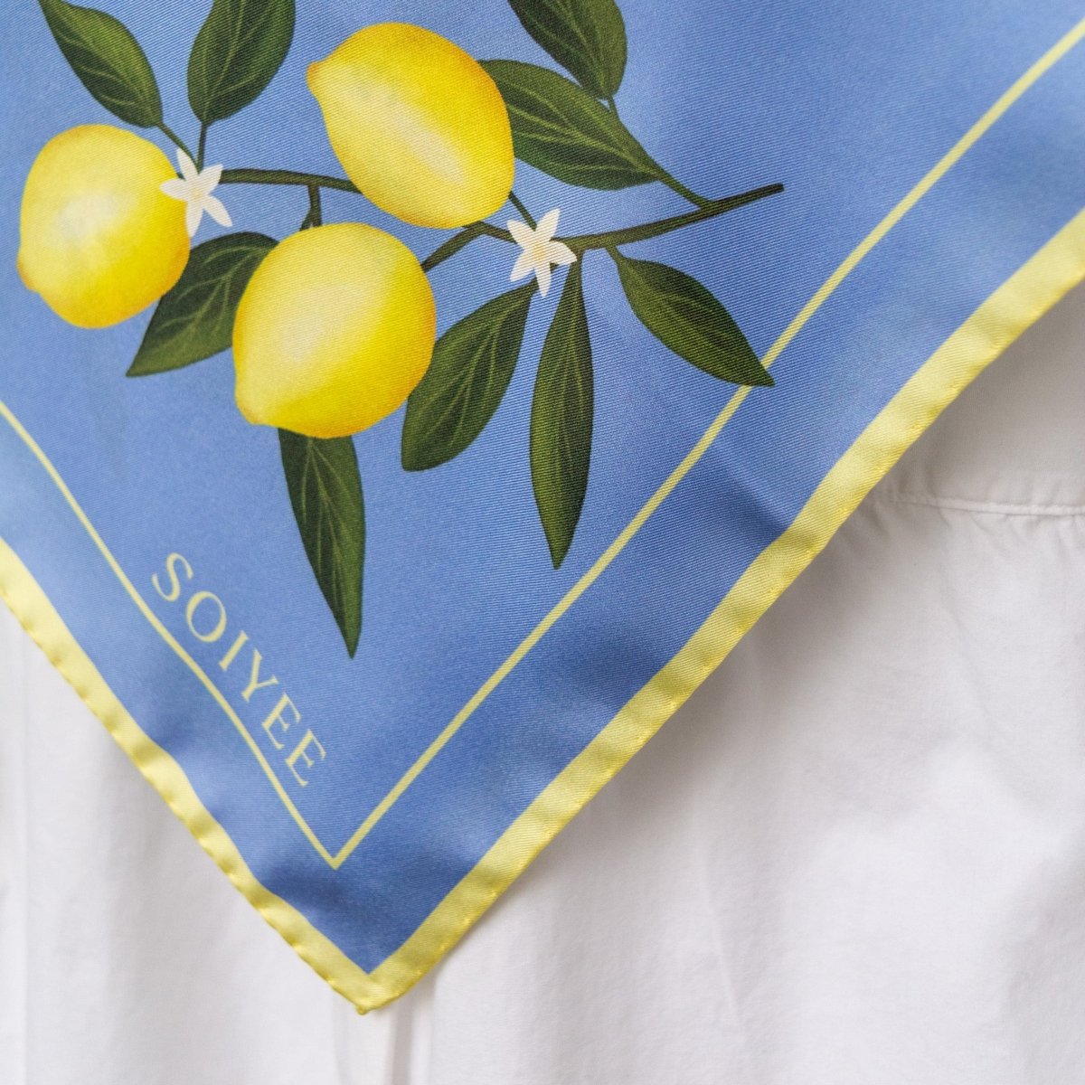 Seidentuch Zitronen | Blau - SOIYEE
