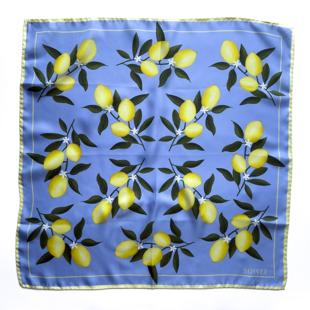 Seidentuch Zitronen | Blau - SOIYEE