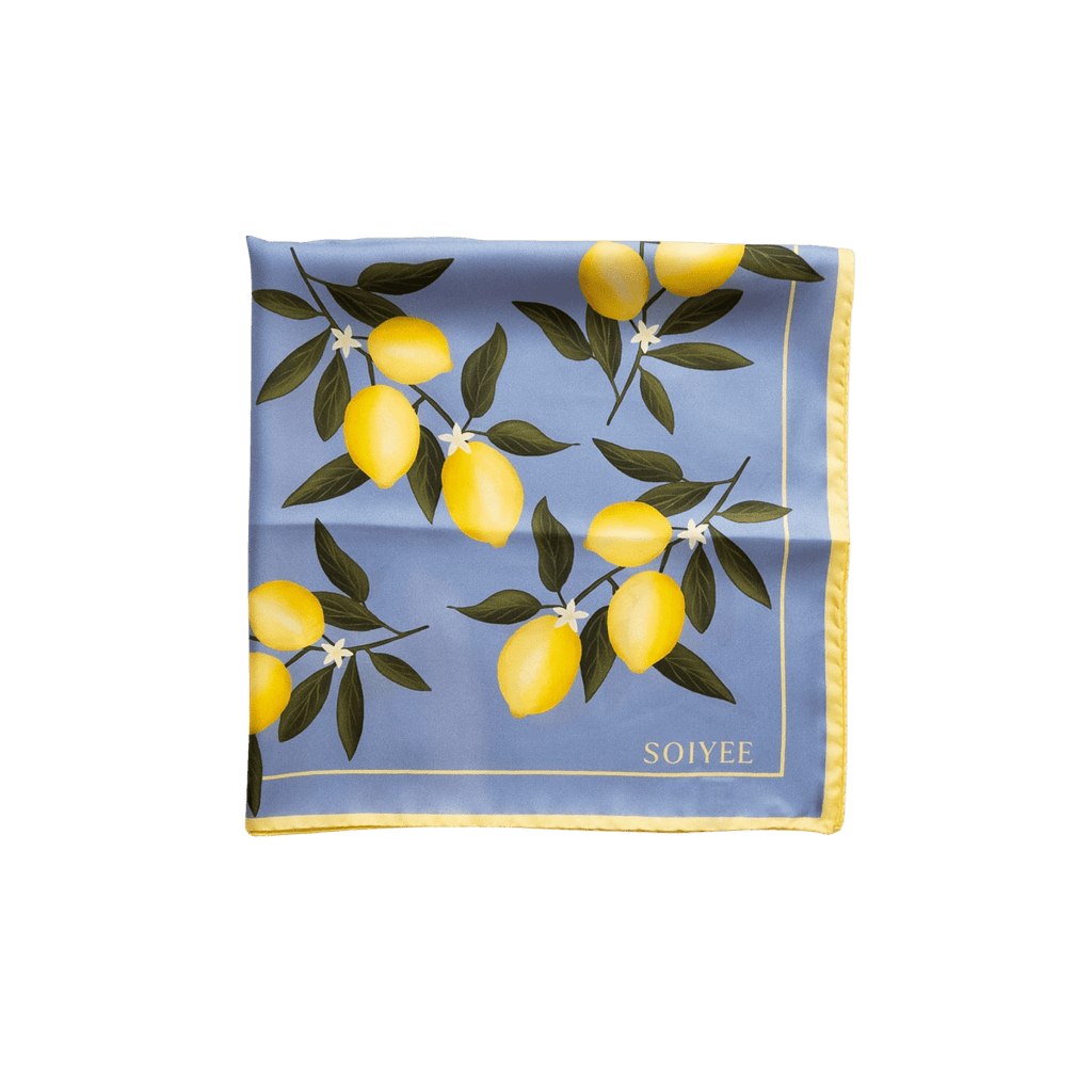 Seidentuch Zitronen | Blau - SOIYEE
