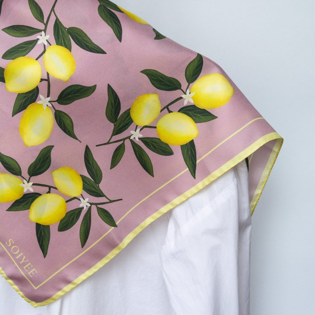 Seidentuch Zitronen | Rosa - SOIYEE