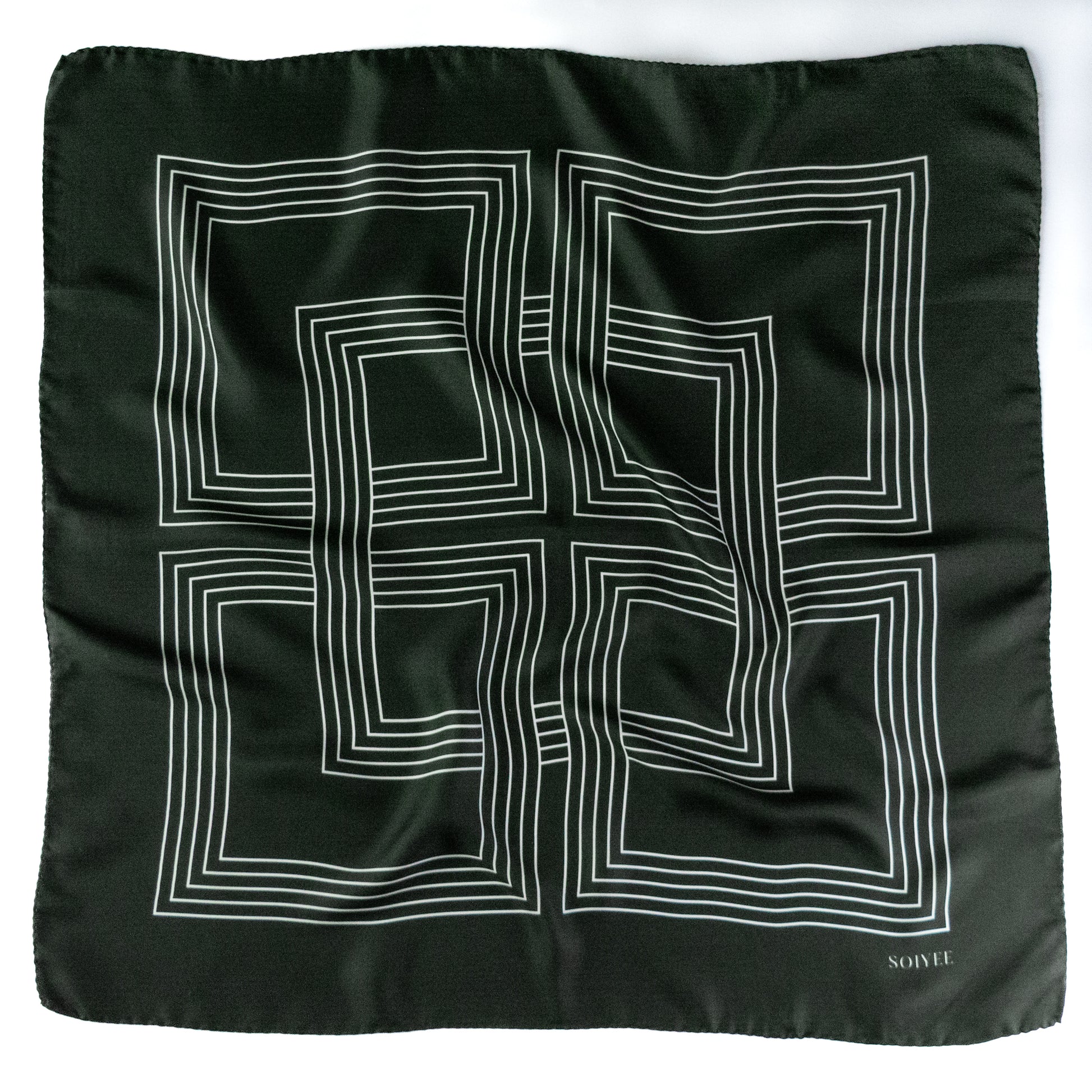 Klassisches Seidentuch mit weißen Quadraten, 60cm, aus 100% Seide