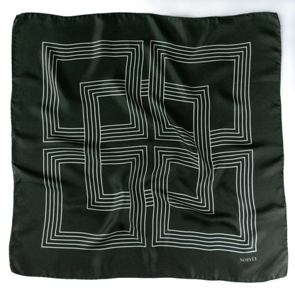 Klassisches Seidentuch mit weißen Quadraten, 60cm, aus 100% Seide