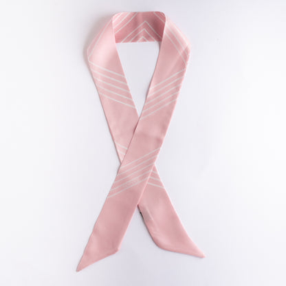 Klassischer Seiden-Twilly in Rosa mit weißen Streifen, 90cm x 5cm, aus 100% Seide 