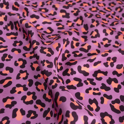 Seidentuch mit Leopardenprint in den Farben Lila und Orange, 60cm, 100% Seide