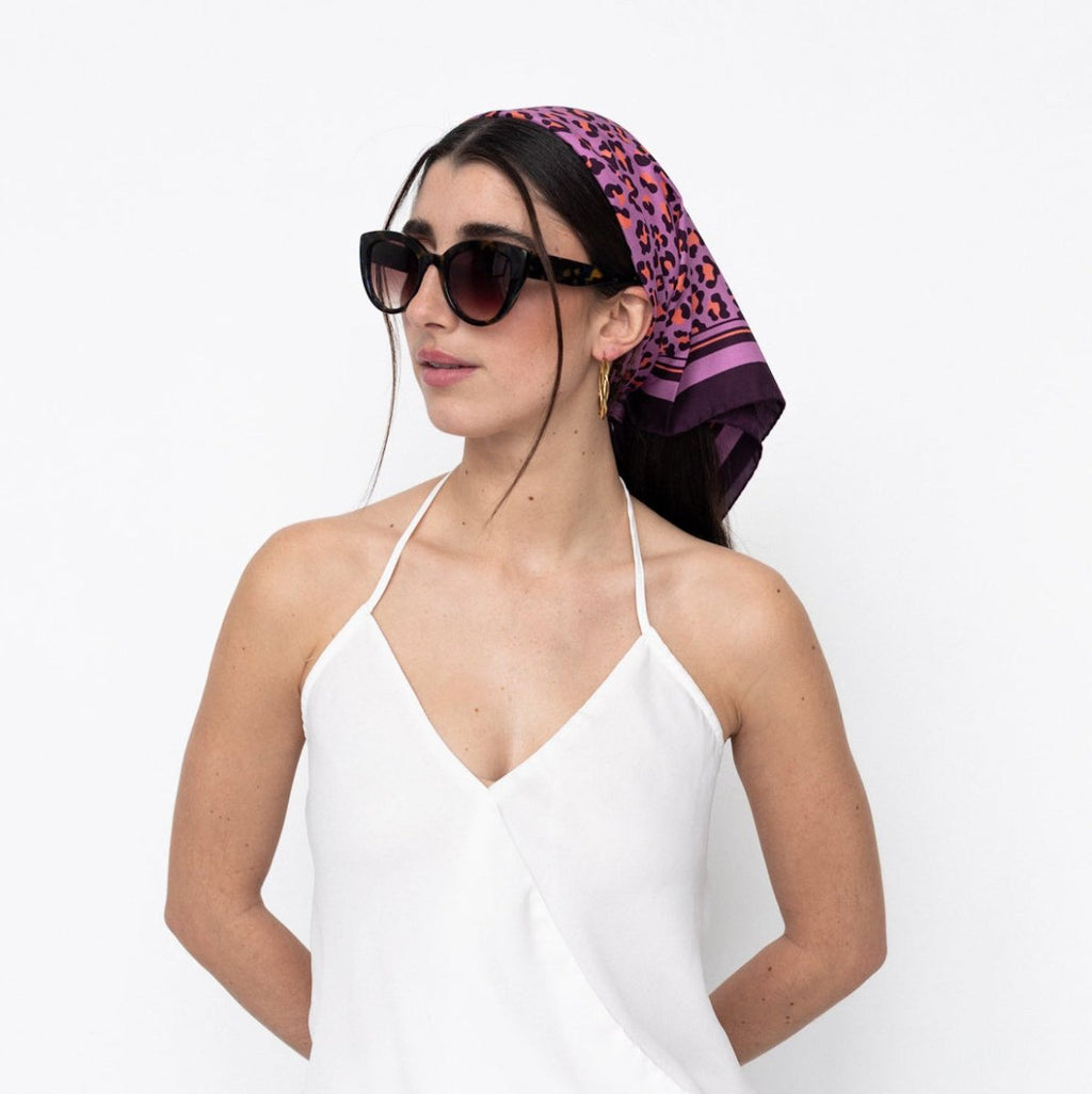 Seidentuch Leopard | Lila 60cm - SOIYEE