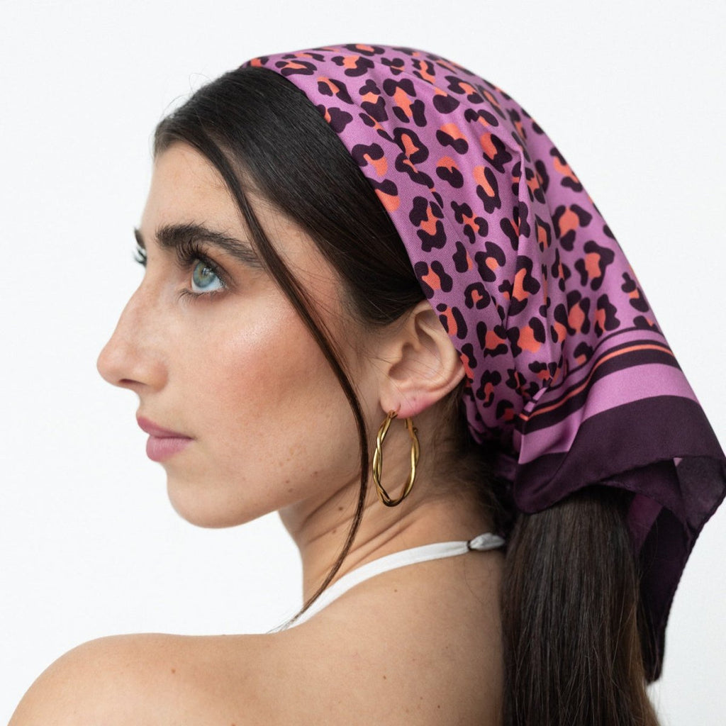 Seidentuch Leopard | Lila 60cm - SOIYEE