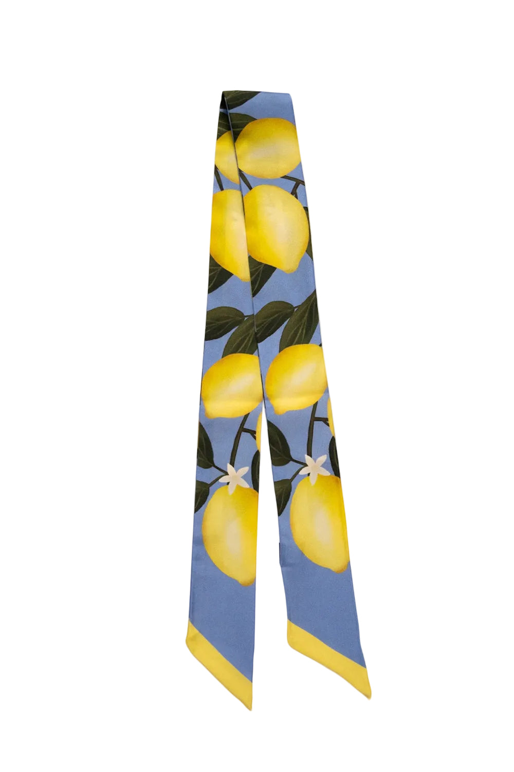 Blaues Seidentwilly mit Zitronenprint.