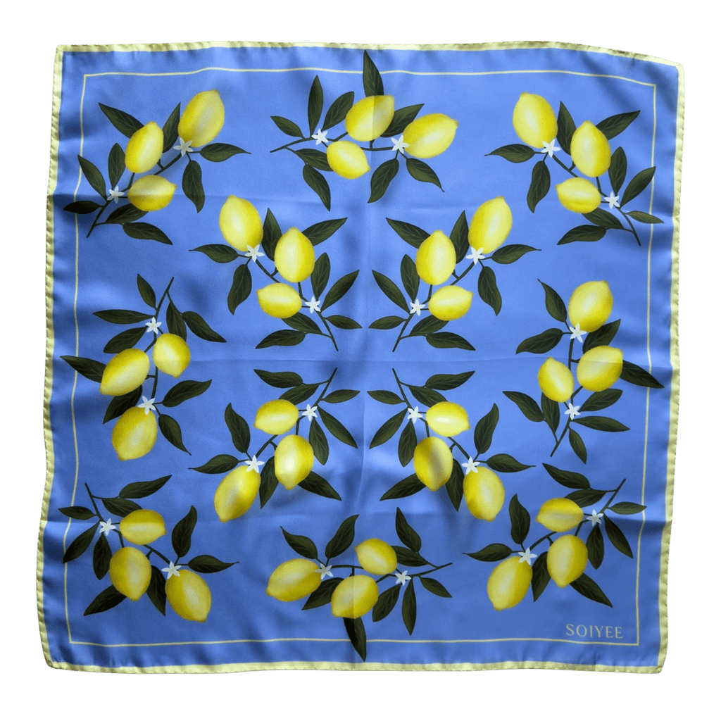 Seidentuch Zitronen | Blau - SOIYEE